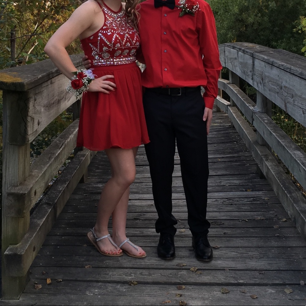 Red two piece homecoming dress